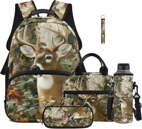 Vista 11 de Bulopur Eagle American Flag Print Kids Backpack Boys Elementary School 17 Inch Bookbag With Lunch Bag Water Bottle Holder Keychain Pencil Case 5
