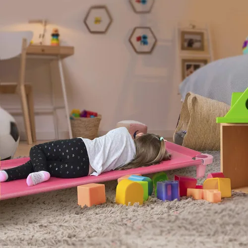 Vista 6 de Acrimet Cuna para niños pequeños, viajes, guardería, 52 x 21 pulgadas, rosa, paquete de 1 Diseño portátil y apilable