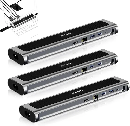 Vista 9 de Estación de acoplamiento para laptop, estación de carga universal todo en uno de carga rápida de 100 W con doble USB-C USB-A Hub 4K HDMI Ethernet 1