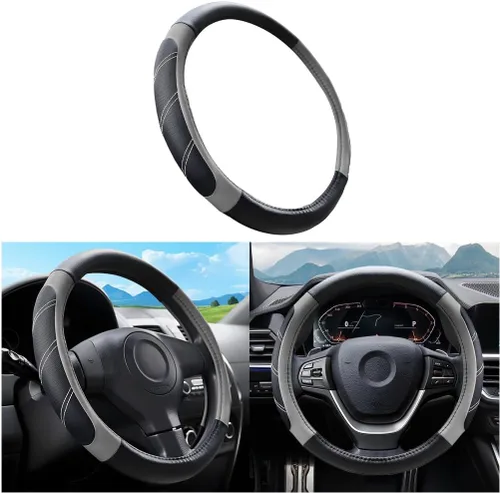Vista 12 de Mandark Funda para volante de automóvil, de piel de microfibra antideslizante de 15 pulgadas, protector de volante de vehículo, accesorios