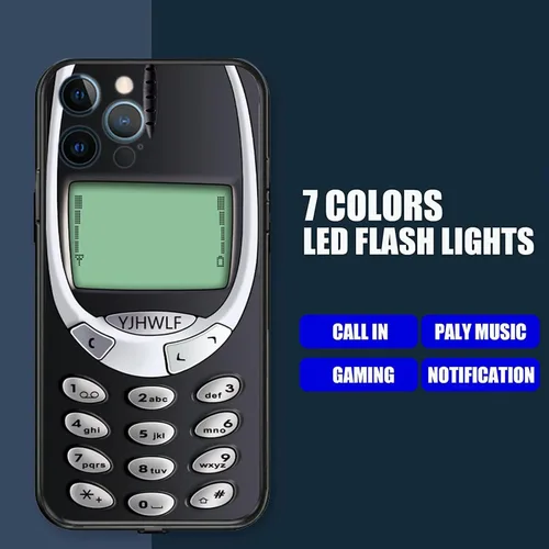 Vista 6 de Funda luminosa compatible con iPhone 11 Pro, cinta de casete retro, a prueba de golpes, funda protectora de vidrio templado, funda especialmente