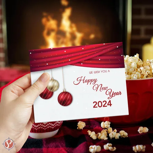 Vista 2 de 2024 We Wish You A Happy New Year Tarjetas de felicitación – Nochebuena roja, Navidad, vacaciones, saludos, invitaciones, agradecimientos, anuncios