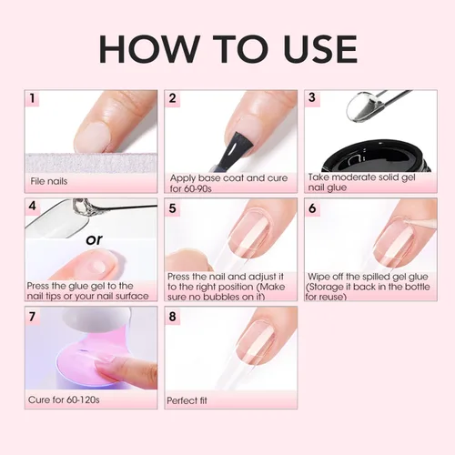 Vista 6 de Pegamento de uñas sólido CurvLife para uñas a presión, 15g de pegamento de gel sólido Curv Life para puntas de uñas, kit de pegamento sólido