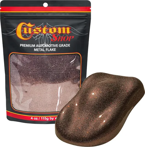 Vista 50 de Custom Shop - Purpurina metálica para pintura automotriz, oro brillante, 4 oz, micro escamas de metal de 0.004" para pintura de automóviles, aditivo