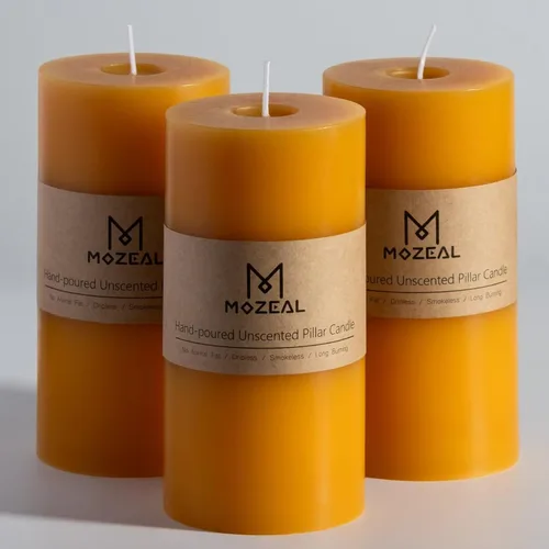 Vista 53 de MOZEAL Juego de 3 velas sin perfume vertidas a mano de 3 x 6 pulgadas, velas tipo pilar sin goteo, combustión de larga duración, aproximadamente 120