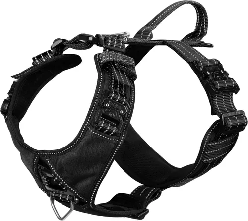 Vista 8 de ICEFANG Arnés de correa para perro con accesorios de metal, para perro de tamaño pequeño, chaleco K9, acolchado suave en forma de Y, arnés ajustable