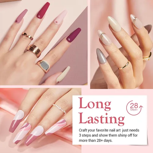 Vista 2 de AZUREBEAUTY Kit de Iniciación de Polvo de Inmersión para Uñas de 31 Piezas, 20 Colores Transparente Nude Rosa Marrón Brillantina Todas las Auburn