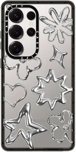 Vista 53 de CASETiFY Funda de impacto para Galaxy S22+ - Adhesivo Aries Moross, color negro transparente