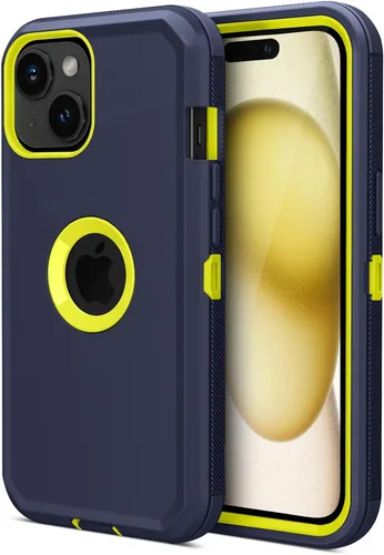 Vista 10 de Jiunai Funda para iPhone 14 Plus a Prueba de Golpes Antipolvo Protección de Servicio Pesado Protectora Antiarañazos de Doble Capa Resistente Rugosa