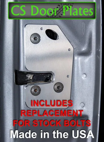 Vista 2 de Placa de reparación y refuerzo de cierre de puerta CS Works con tornillos de repuesto para Jeep Cherokee (XJ) 97-01 DERECHO/PASAJERO Derecha