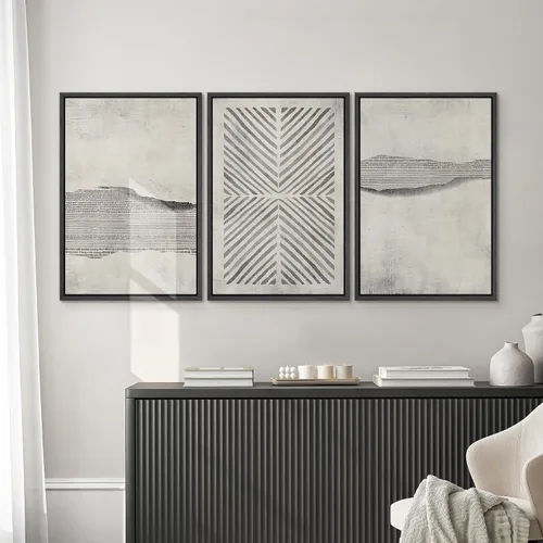 Vista 208 de SIGNWIN Lienzo enmarcado para pared, juego de arte neutro de bosque brumoso, ilustraciones en tono tierra, arte moderno, decorativo, bohemio