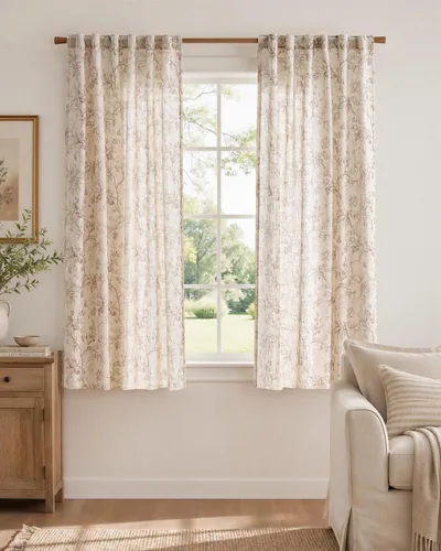 Vista 32 de jinchan Amlie - Cortinas florales de lino de 63 pulgadas de largo para sala de estar, dormitorio, casa de campo, cortinas de decoración de campo