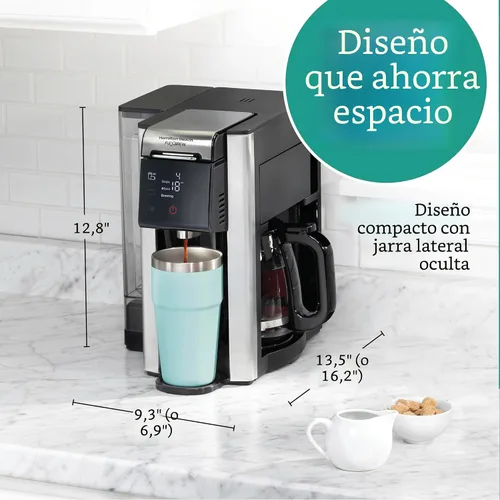 Vista 8 de Hamilton Beach FlexBrew Advanced 5-en-1 programable cafetera de 12 tazas con goteo y porción individual para café caliente y helado con depósito