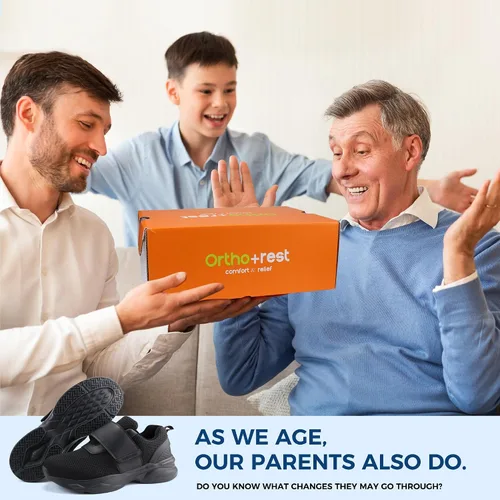 Vista 6 de Ortho+rest Zapatos para caminar diabéticos para hombre, zapatos para edema para pies hinchados, soporte de arco, zapatillas ortopédicas