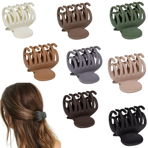 Vista 11 de 8 pinzas de garra para cabello fino para mujeres, pinzas de pelo medio mate de 1.6 pulgadas para cabello fino y grueso, agarre fuerte, pinzas