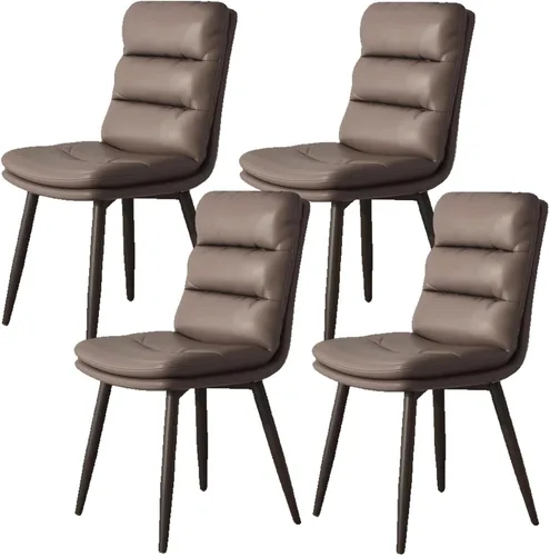 Vista 22 de Upholstered Dining Chairs Set of 4, Leather Kitchen Chair with Metal Legs, Dining Room Kitchen Chair with Back for Brown