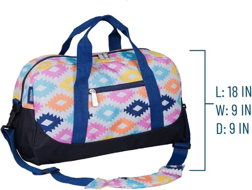 Vista 4 de Wildkin Overnighter - Bolsos de lona para niños y niñas, perfectos para pijamadas, prácticas escolares y viajes tamaño de mano (diseño azteca)