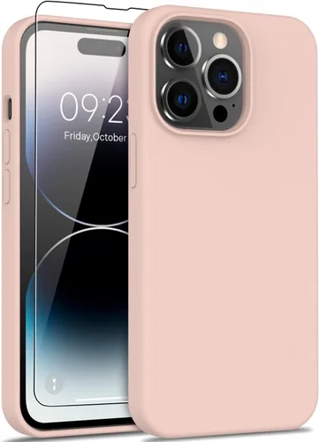 Vista 8 de bemal Funda para iPhone 14 Pro con protector de pantalla, silicona líquida de ajuste delgado, forro de microfibra suave, diseñada para mujeres