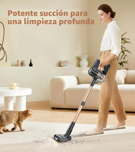 Vista 2 de NADALY Aspiradora inalámbrica, potente aspiradora de palo con tiempo de funcionamiento de 45 minutos, aspiradoras antienredos para el hogar, taza
