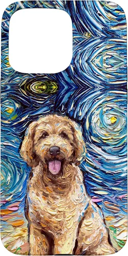 Vista 31 de Cute Goldendoodle Starry Night Doodle Dog Art by Aja Case for iPhone 17