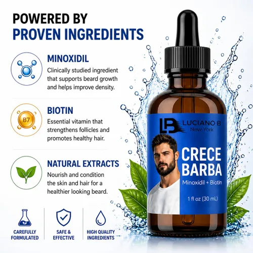 Vista 4 de Luciano B Suero de crecimiento de barba para hombres, 1 fl oz (30 ml)
