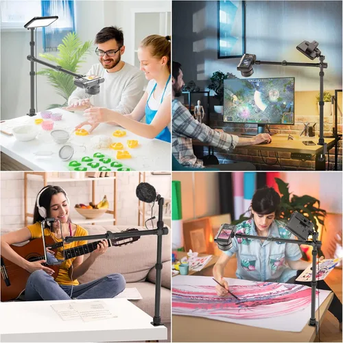 Vista 2 de Ailight Soporte de Montaje de Cámara Aérea para Escritorio, Soporte de Cámara Web de 15.75"-33.45" con Brazo Telescópico Ajustable de 2 Secciones