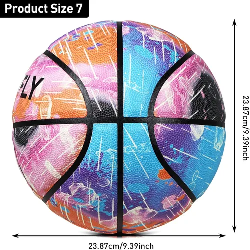 Vista 7 de Baloncesto que brilla en la oscuridad, baloncesto de piel sintética brillante, baloncesto luminoso para entrenamiento, talla 7, regalo para hombres