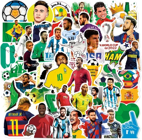 Vista 5 de 150 calcomanías de fútbol para la Copa del Mundo, fútbol, fútbol, deportes, vinilo impermeable, calcomanías de graffiti, regalos de fútbol