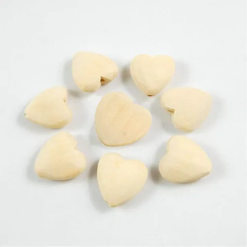 Vista 3 de 100 cuentas de corazones de madera natural de 0.787 pulgadas sin terminar con agujeros, materiales de madera ecológicos para llavero, bricolaje