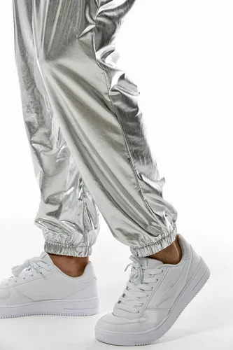 Vista 8 de GRAJTCIN Pantalones de discoteca metálicos para hombre, pantalones de lentejuelas de los años 7080, con cordón en la cintura, pantalones de fiesta
