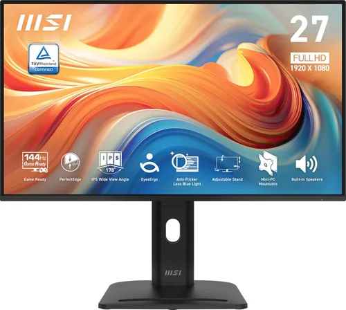 Vista 8 de MSI PRO MP271A E2 - Monitor de 27 pulgadas IPS 1920 x 1080 (FHD) para juegos y oficina, 120Hz, Free-Sync, HDMI, DisplayPort, Puerto VGA, Montaje