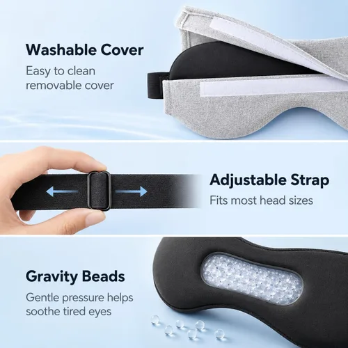 Vista 6 de Ezona Máscara térmica para ojos secos, compresa ocular cálida para tratamiento de ojos de orzuelo, MGD y blefaritis, almohadilla térmica lavable