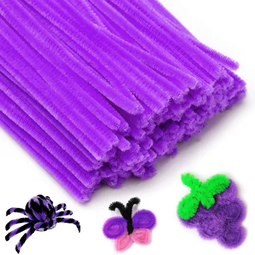 Vista 18 de IOOLEEM Limpiadores de tubería negros, tallos de chenilla para manualidades DIY y decoraciones de fiesta, suministros para arte y manualidades.