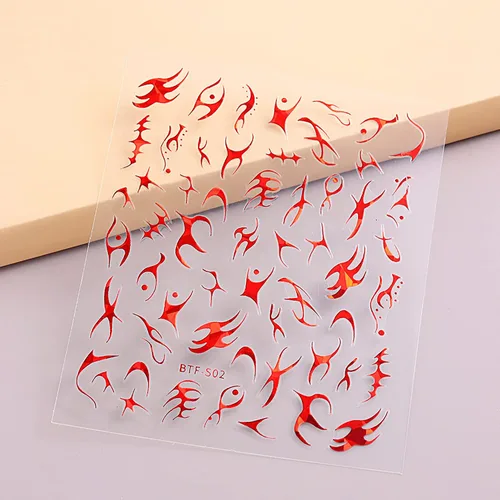 Vista 4 de French Line - Calcomanías para arte de uñas, holográficas 3D, autoadhesivas, con cadenas de líneas onduladas con purpurina occidental colorida