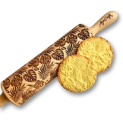 Vista 6 de CANNABIS ROLLING PIN PATRÓN CON HOJAS DE CANNABIS para COOKIES EMBOSSED