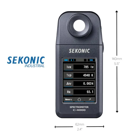 Vista 2 de Sekonic Espectrómetro C-4000, medidor de luz profesional con Bluetooth, rango 1600K-40000K, compatible con aplicaciones para teléfonos inteligentes