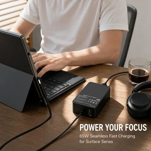 Vista 12 de Cargador para laptop de 65 W compatible con Microsoft Surface Pro 11 10 9 8 3 7 7+ 6 5 4 X, compatible con Surface Windows Laptop 7 6 5 4 3 2 1