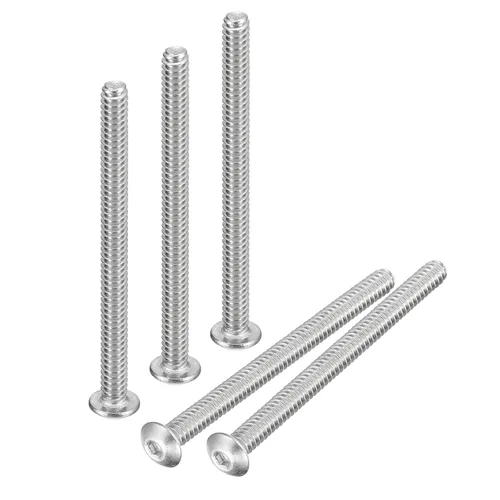 Vista 13 de uxcell #2-56x1 Tornillos con cabeza de botón y muesca hexagonal, 50 unidades de pernos hexagonales de acero inoxidable 304, tornillos allen de rosca