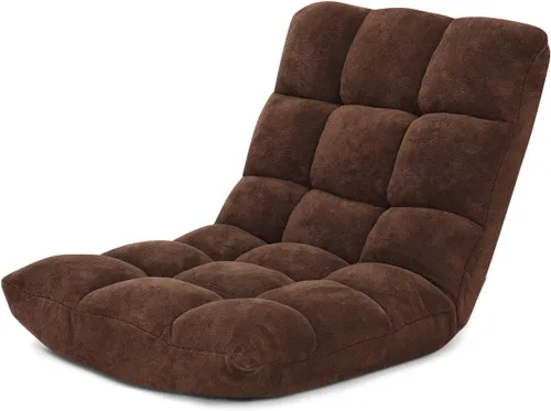 Vista 17 de GOFLAME Sofá de suelo plegable de 14 posiciones, sofá ajustable para juegos, silla acolchada, cama plegable para dormir para sala de estar, Negro