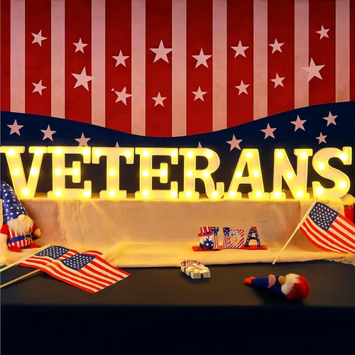 Vista 47 de Honoson 9 Pcs 4th of July Lights Decorations, LED Patriotic Table Lighting