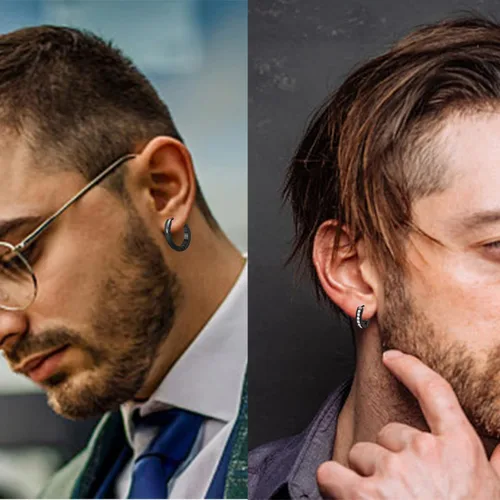 Vista 6 de Aretes para hombre 18 pares de aretes quirúrgicos de acero inoxidable para hombres y mujeres aretes de circonita cúbica aretes de aro colgantes