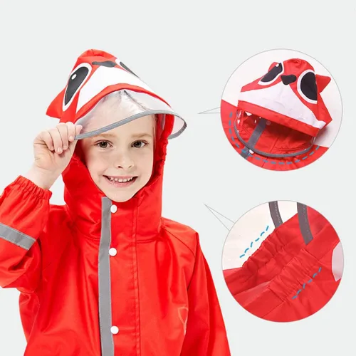 Vista 2 de Traje de lluvia para bebé con capucha, impermeable, traje de lluvia de una pieza para niños (3-10 años)