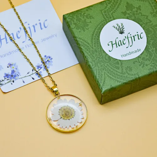 Vista 161 de Pressed Flower Necklace Gift for Women Personalized Handmade Necklaces Birth Flower Necklace
