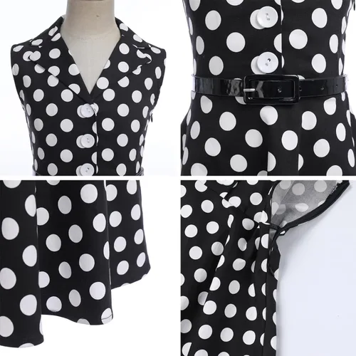 Vista 6 de Vestido de té para niñas, estilo vintage, de los años 50, con diseño de lunares, estilo Rockabilly para fiesta de graduación, vestido de té