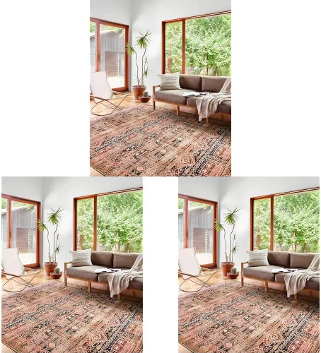 Vista 31 de Loloi - Alfombra decorativa Layla Collection LAY-07 Azul/Mandarina, 2 pies 3 pulgadas x 3 pies 9 pulgadas, 0,33 cm de espesor, suave, duradera