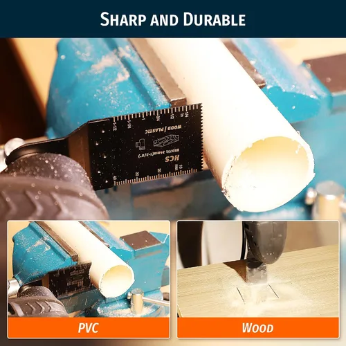 Vista 5 de 200 hojas de sierra oscilantes, de acero de alto carbono, multiherramienta de liberación rápida para madera y plástico, compatibles con DeWalt
