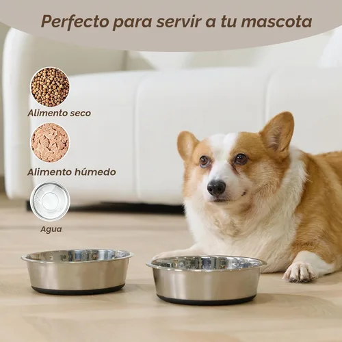 Vista 4 de Cuencos para perros, acero inoxidable de grado alimenticio para alimentos y agua, paquete de 2, 3 tazas Negro