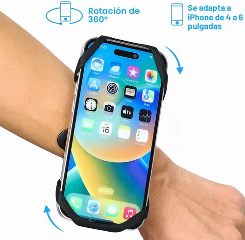 Vista 5 de Brazalete de soporte para teléfono a prueba de sudor, rotación de 360°, banda universal para correr iPhone 17 16 15 14 13 12 11 Pro Max Samsung
