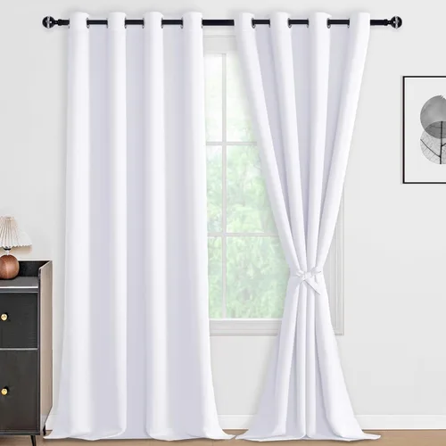 Vista 156 de DWCN - Cortinas 100% opacas para dormitorio con forro negro, cortinas de ventana de doble capa con aislamiento térmico que oscurecen toda la Azul