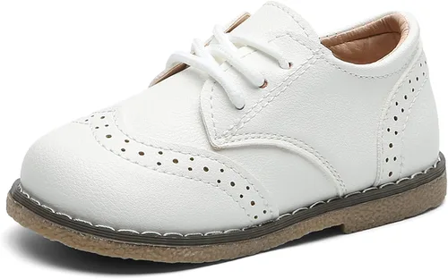 Vista 15 de DADAWEN - Zapatos de vestir para niña con cordones para uniforme de Oxford, cómodos, mocasines (niños pequeños)
